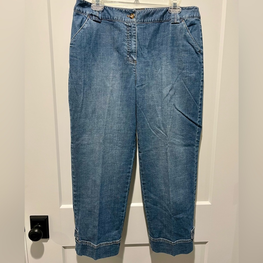 Vintage Talbots Denim Jean Ankle Pants Stretch Cotton Blend Pockets Size 14 P